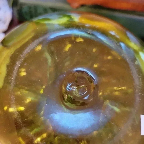 Mid Century Handkerchief Ruffle Green Glass Bowl - Picture 4 of 4